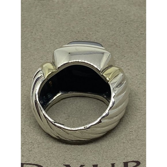 David Yurman - 14K Gold & Silver Noblesse Hematite Ring - size 3.25 - Picture 5 of 8